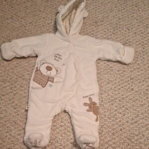 Cozy Cream Bear Print Kids One Piece